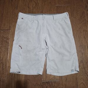 Simms Shorts Mens XL Beige Solarflex Fishing Cargo Angler Boating Camping Hiking